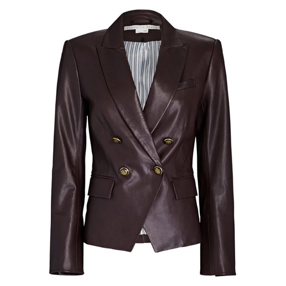 NWT Veronica Beard Gail Dickey Leather Blazer Jacket Notch Lapel Sz 4 in Oxblood - Picture 2 of 13